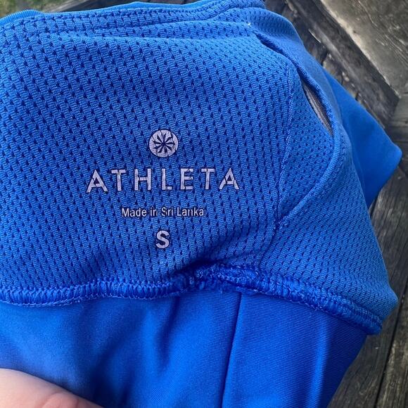 Athleta Blue Racerback High Neck Sports Bra Workout Tank‎ Top Size S - Picture 4 of 7